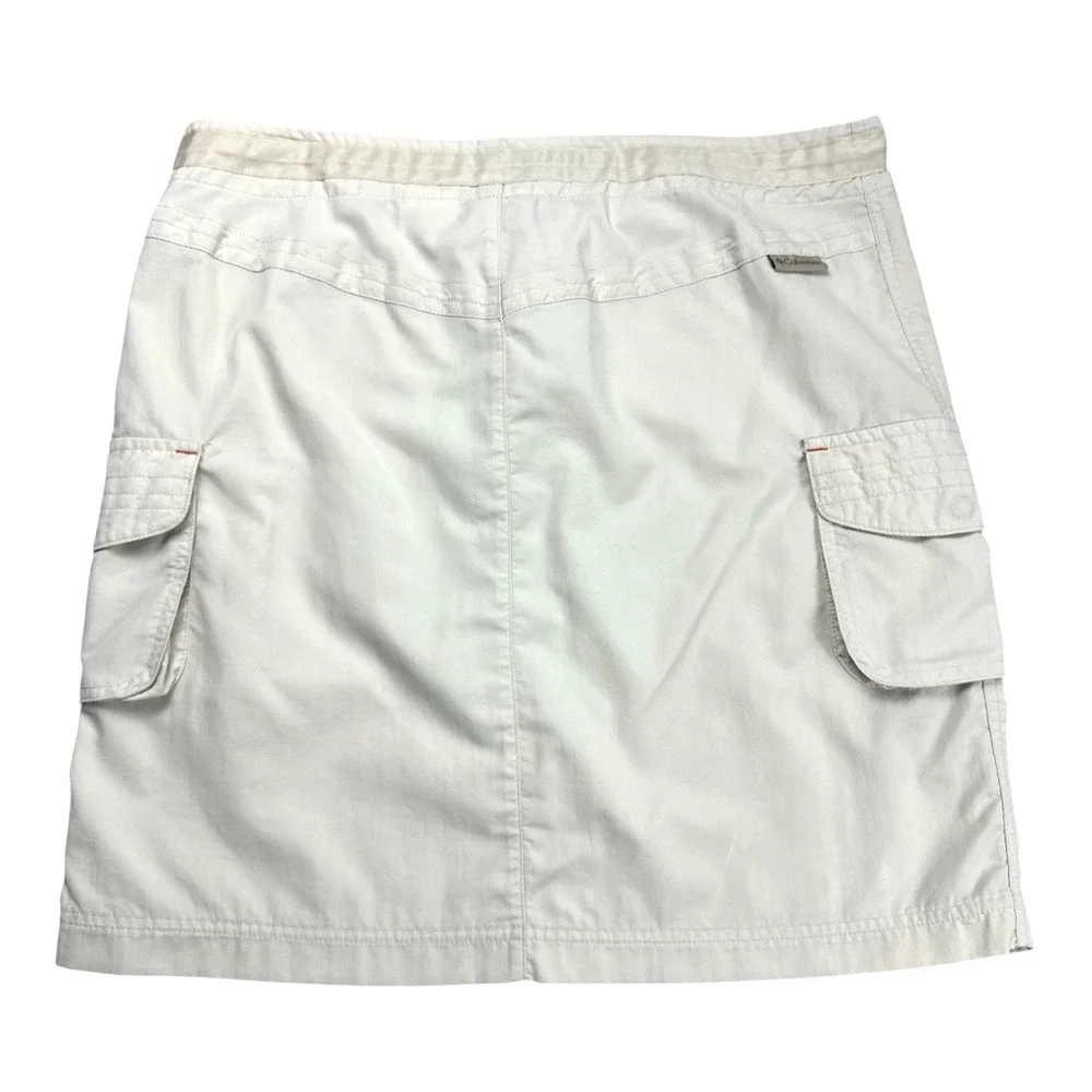 Columbia Womens Medium Beige Nylon Cargo Skirt Outdoor Hiking Drawstring Waist